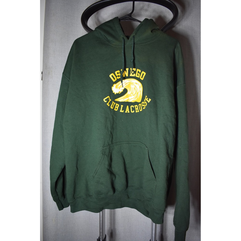 Gildan Oswego Club Lacrosse Hoodie Mens XL Green Graphic Sweatshirt Pullover